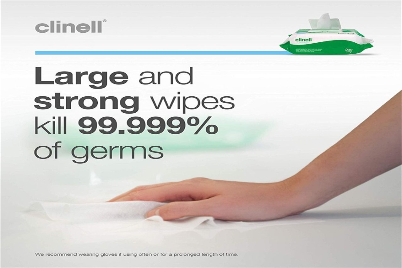 1 clinell cw200 universal sanitising wipes 280mm x 220mm x 200 1   Thumbnail0